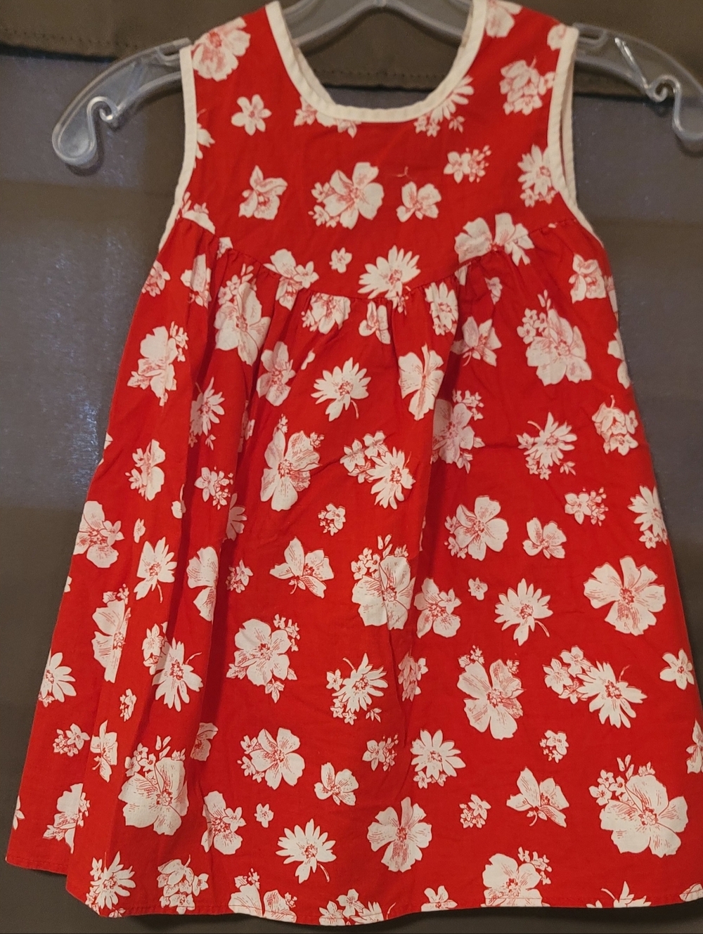 BONNIE JEAN Red Floral Dress Size 6 Cotton Summer Party